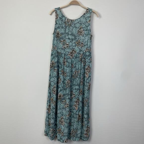 Vintage Molly Malloy Floral Midi Dress‎ Turquoise Cottagecore Grannycore Small - Picture 4 of 9
